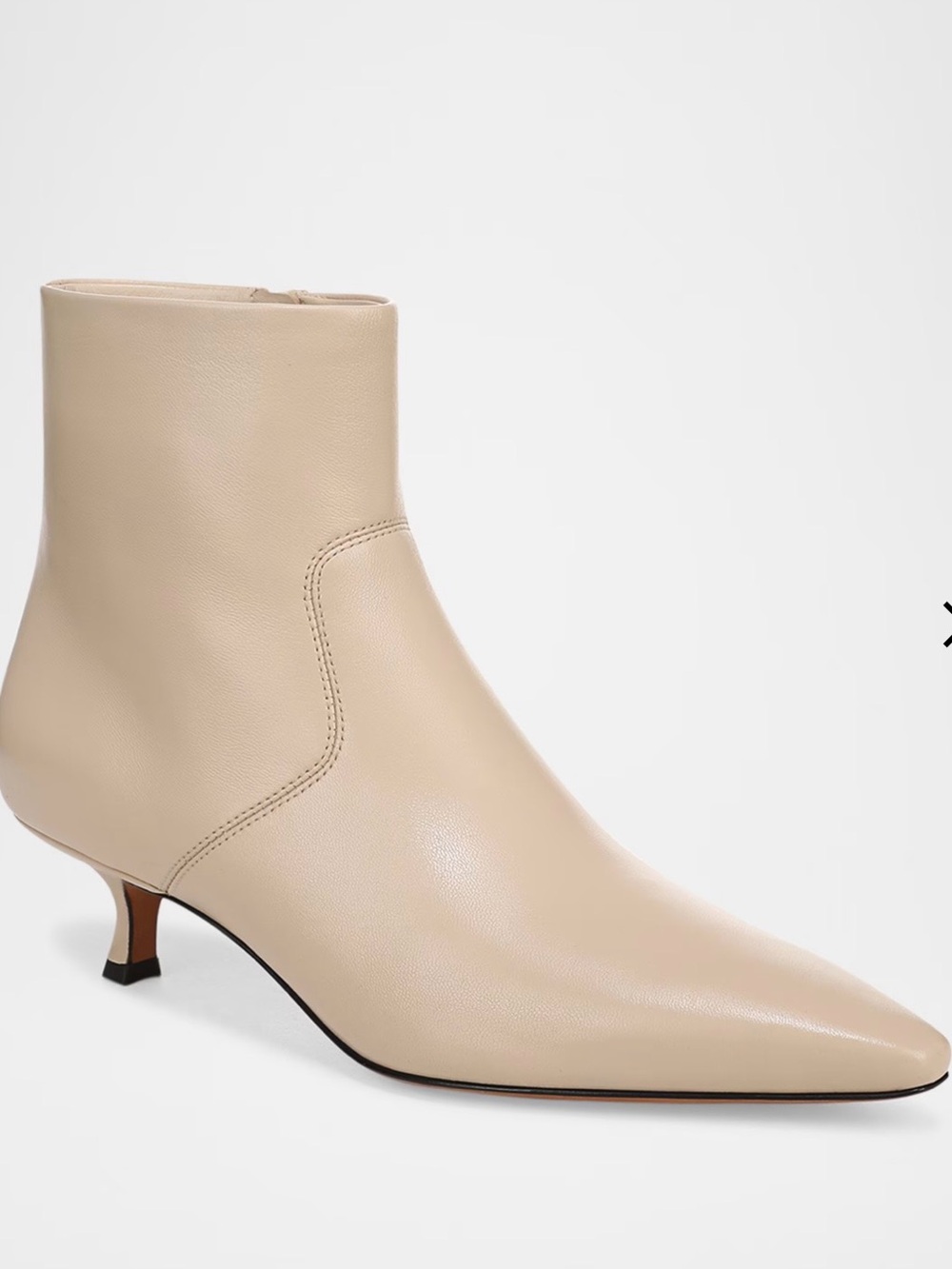 Vince Simone leather Pointed-Toe Kitten Heel Ankle Boot birchsand